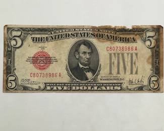 1928-A $5 Red Seal Note