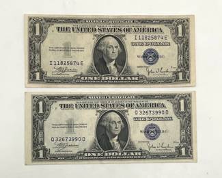 Two 1935 C $1 Silver Certificates