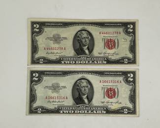 Three 1953 A $2 Legal Tender Notes