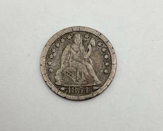 1854-O Arrows Liberty Seated Dime