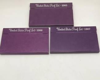 1985, 1986 and 1987 US Mint Proof Sets