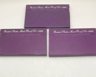 1988, 1989 and 1990 US Mint Proof Sets