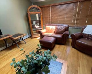 Solid wood and stone table set (matching coffee table, 2 end tables, and 1 high table