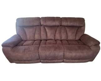 Plush Brown Microfiber Reclining Sofa