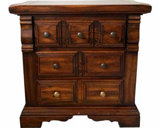 Vintage Brown Stained Wooden 3 Drawer Nightstand