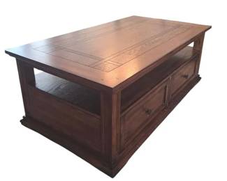  04 Traditional Solid Wood Coffee Table with Drawers  Open Storage Shelf