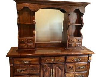2 Piece Vintage Lea Furniture Shelf Hutch Dresser