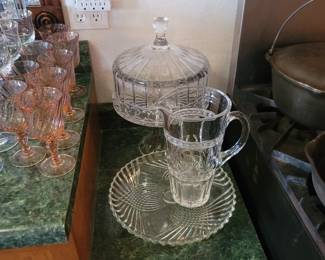 Crystal Cake Plates & Pitcher