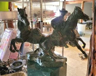 Austin Reproduction Sculpture, Green Pedastool