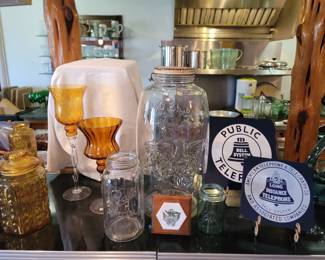 Vintage Pickle Jar, Vintage "Bell System" Porcelain Advertising Signs