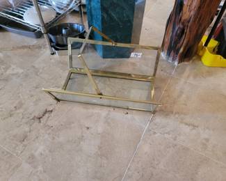 Brass & Glass Wood Holder