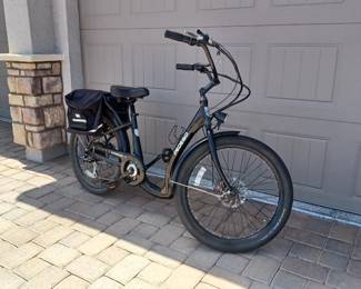 Pedago e bike with sidebags.