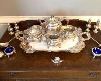 Silver Plated Tea Set, Sterling Silver Shakers