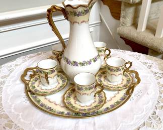 Antique Hot Chocolate Pot & Cups