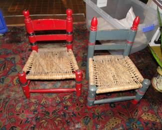 Child's vintage rattan seat chairs