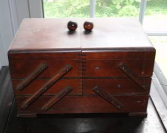 Old Accordian Sewing Box as is