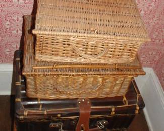 Wicker Baskets and old Suitcase