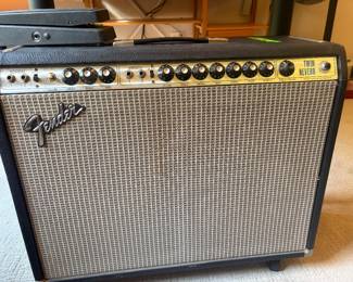 1970's Fender Twin Reverb Silverface 135 Watt Combo Amplifier. Dunlop Cry Baby Pedal