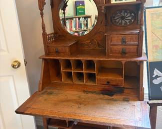 Antique ornate drop down secretary