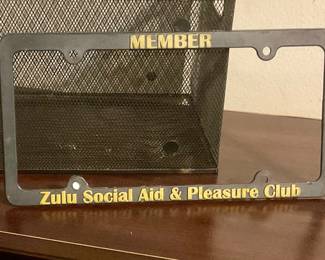 Zulu license plate frame