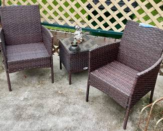 Woven patio chairs