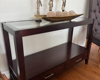 Hammary Furniture Karison 2 Drawer, Glass Top Sofa Table