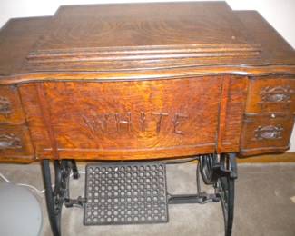 Antique White treadle sewing machine