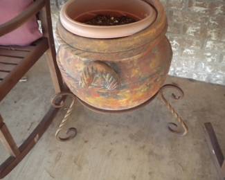One of 3 large planters and stands