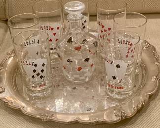 MCM Cristal DArques Durand French liqueur glasses and decanter.