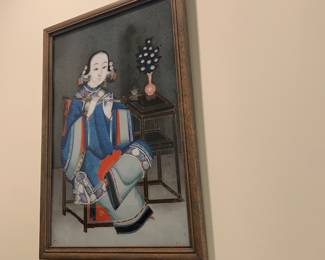 Japanese art--features two sisters--this sister holds a flute