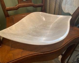 Selenite bowl made from natural stone-used to display crystals.