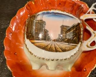Turn of last century scene of Lafayette on tea cup