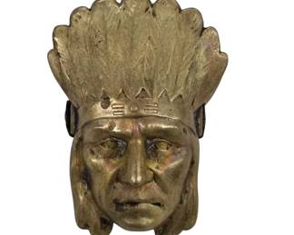Gold-Toned Brass Indian Chief Clip