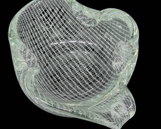 Harrtil Harrachov Glass Bowl With Lattice Pattern
