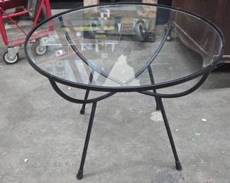 Metal Frame Round Glass Table