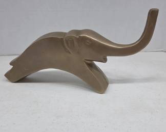 Brass Elephant Figurine in Arched Pose