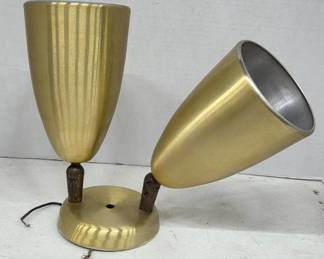 1950s Brass-Plated Double Cone Light Fixture