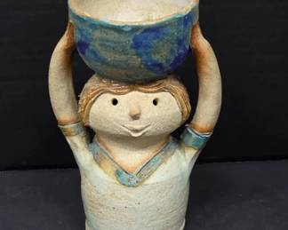 Handmade Ceramic Figure with Bowl