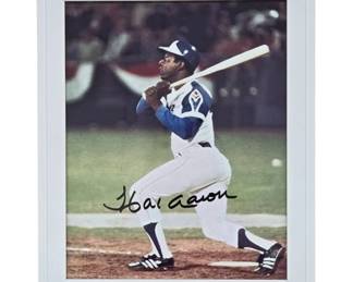 Autographed Hank Aaron Framed Photo