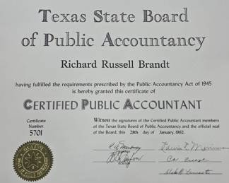 Certified Public Accountant Certificates