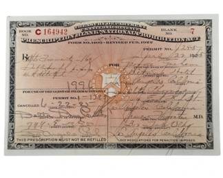 1925 Prohibition Prescription for Alcohol