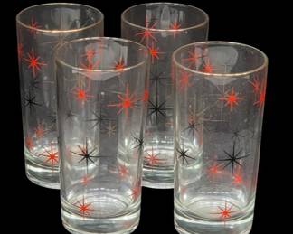 MCM Swanky Swigs with Starburst Design 4 Glasses