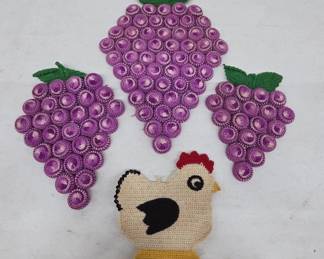 Crocheted Grape and Chicken Decorative Set