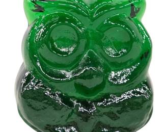 Blenko Green Glass Owl Figurine