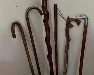 Collection of Vintage and Rustic Walking Sticks/Canes