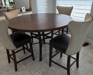 Round Pedestal Counter-Height Dining Set with Upholstered Chairs