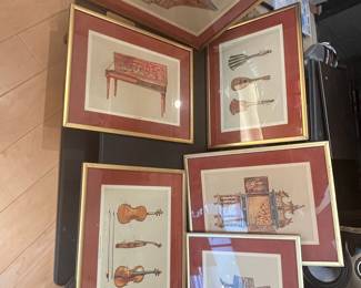 Set of 5 Vintage Musical Instrument Prints by Jean-Baptiste Vuillaume