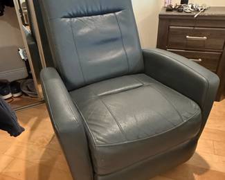 Gray Leather Power Recliner Chair