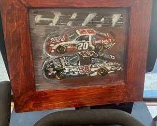 NASCAR Art Print - Tony Stewart #20 Home Depot & Dale Earnhardt Jr. #88 National Guard Cars
