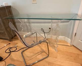 Lion in Frost Style Lucite Iceberg Console Table